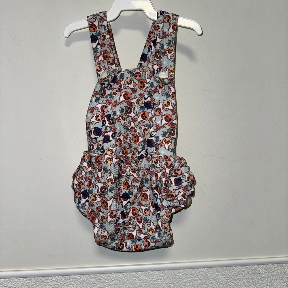 Baby Girl Baby Shark Fish Ruffle Bodysuit Romper 3 Months Measurements in Photos - Picture 11 of 13